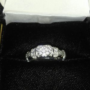 Judith Ripka Sterling Silver CZ Pave Heart Ring